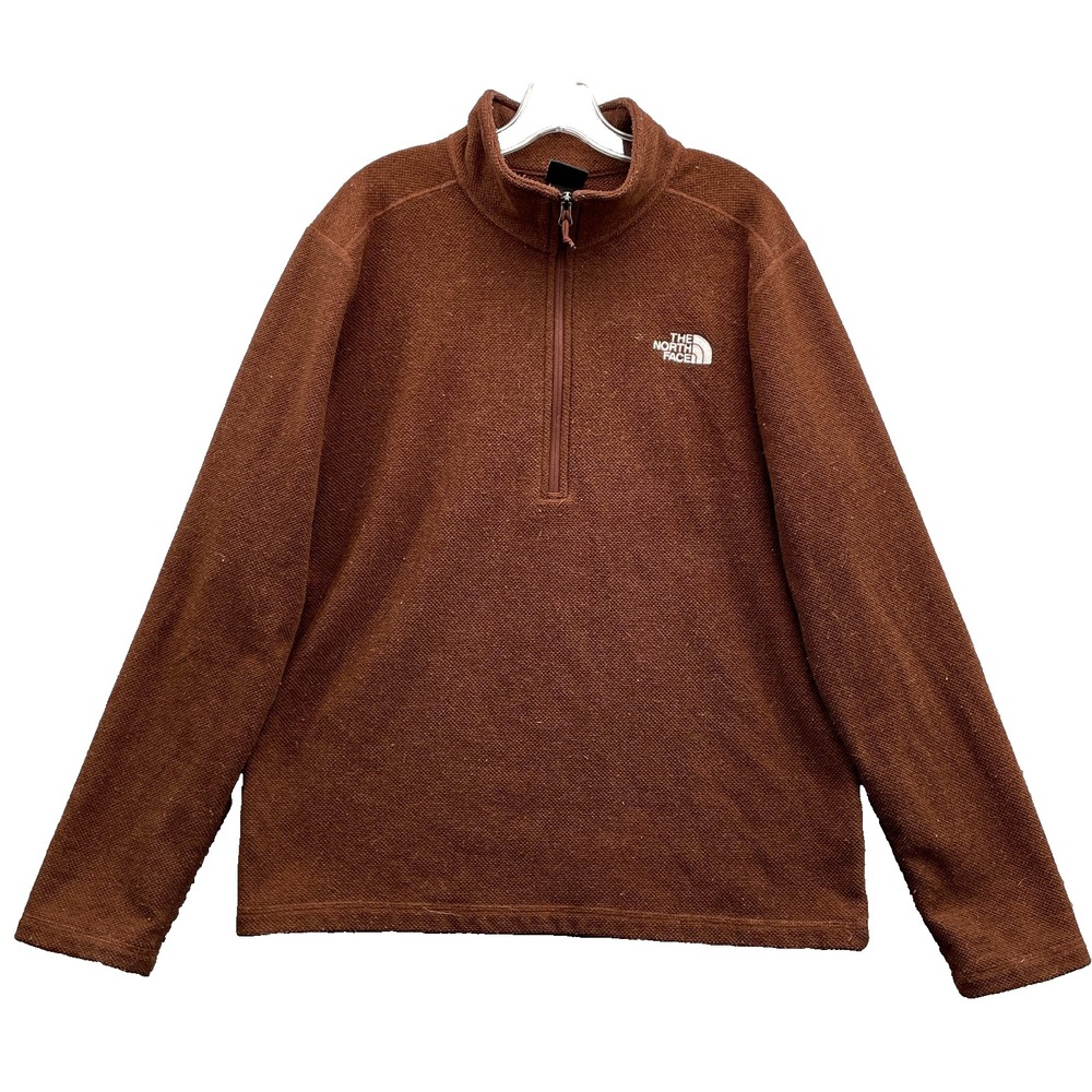 North Face Sweater Men's Large Brown 1/4 Zip Fleece Preppy Golf Gorpcore Outdoor
